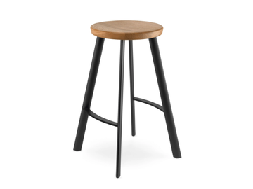 SPOT SP-670W-N1 - Steel and wood stool with footrest by LD Seating - view 2